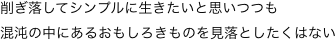 削ぎ落してシンプルに生きたいと思いつつも